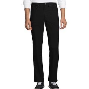 Lands' End Men's Straight Fit Flex Performance 5 Pocket Pants, Black , 38X30